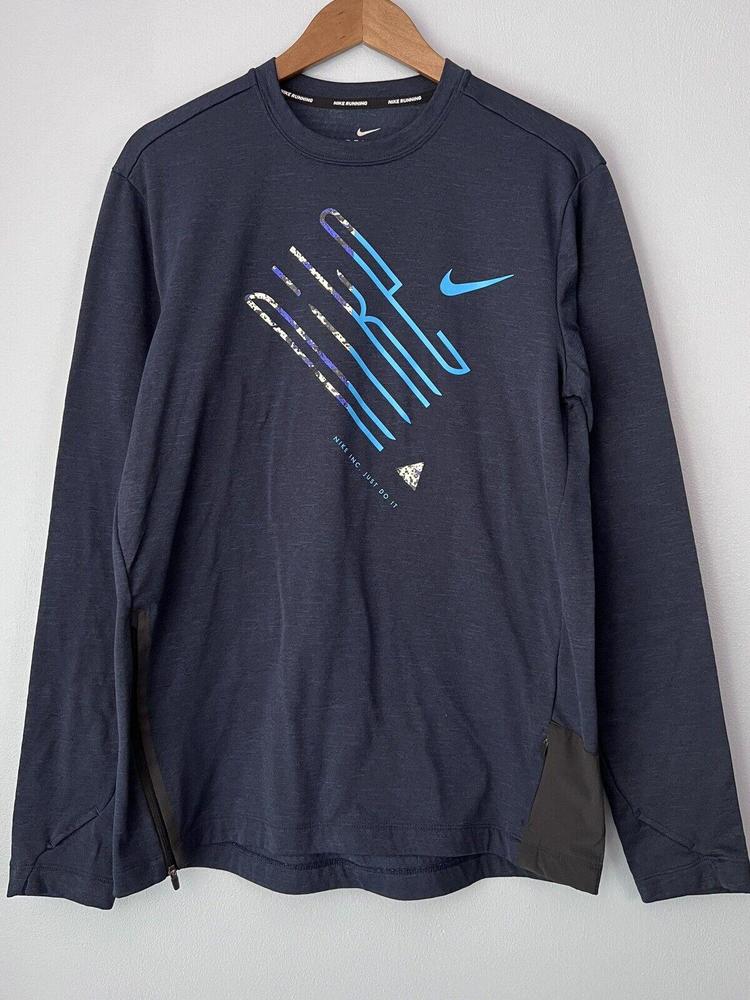 NIKE THERMA ELEMENT Shirt Dri-fit Running Top Navy Just Do It BQ8260-451 Men’s M